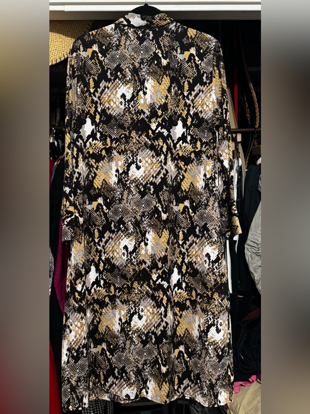 JLo Snake-Print Wrap Dress in Black, White & Gold - Picture 3 of 4